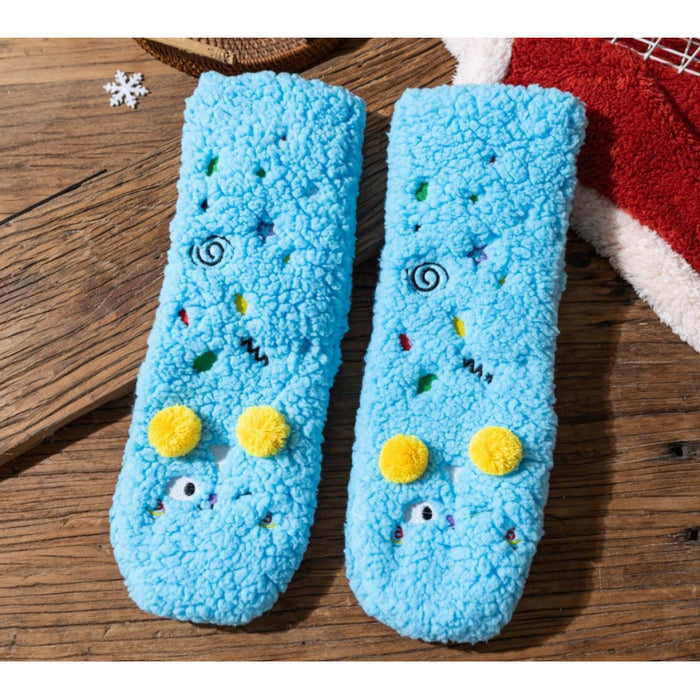 Plushridge Fluffy Floor Socks with Embroidered Faces