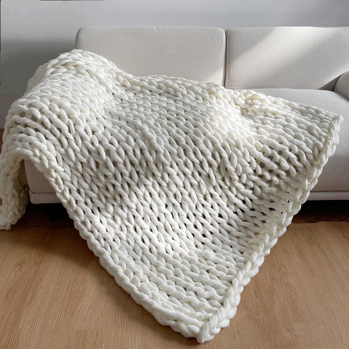 Plushridge™ Handmade Chunky Knit Weighted Throw Blanket for Cozy Nights