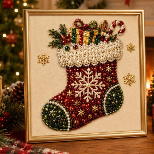 Plushridge Christmas 5D Diamond Painting Kit with Pearl Drills