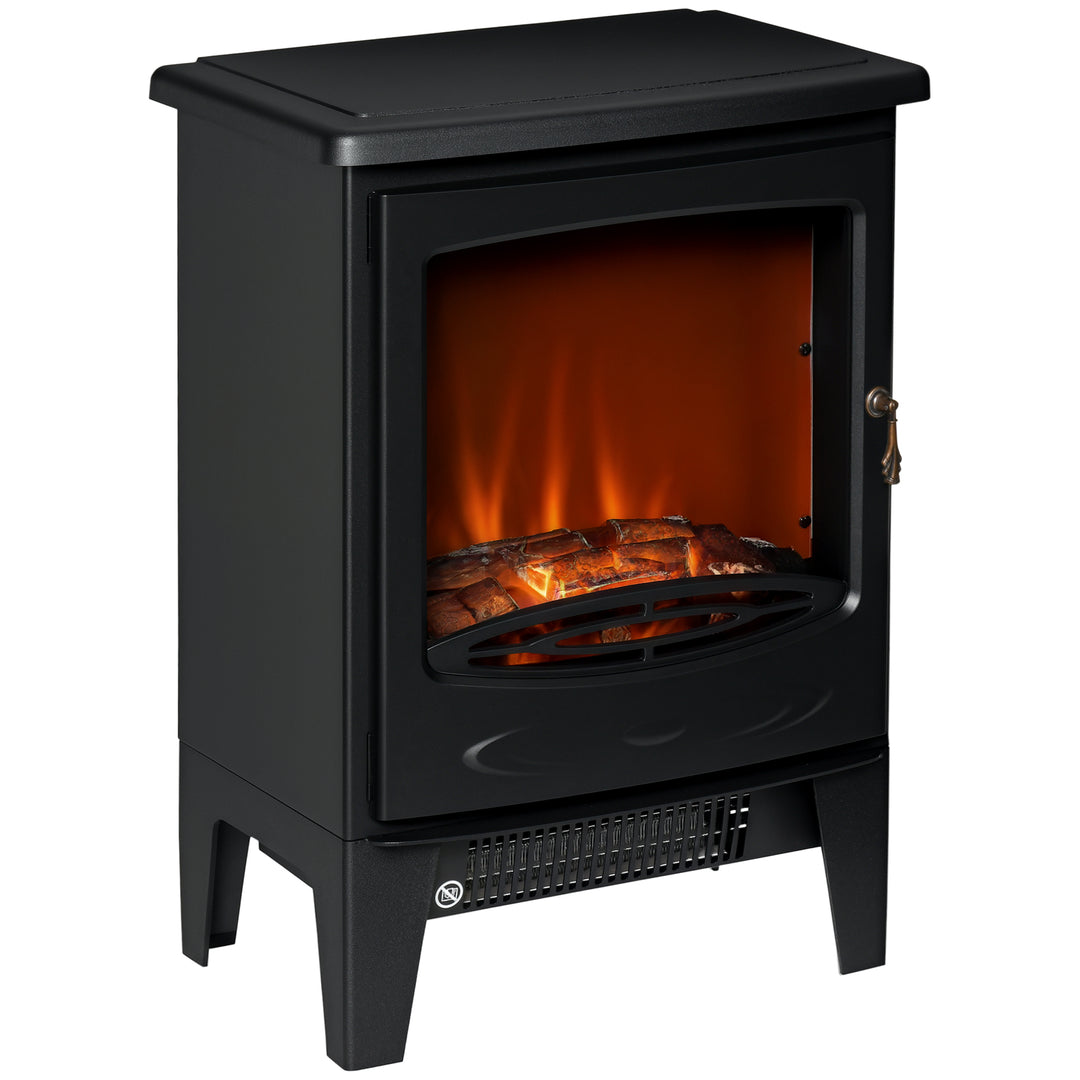 Black electric stove fireplace with LED flame effect