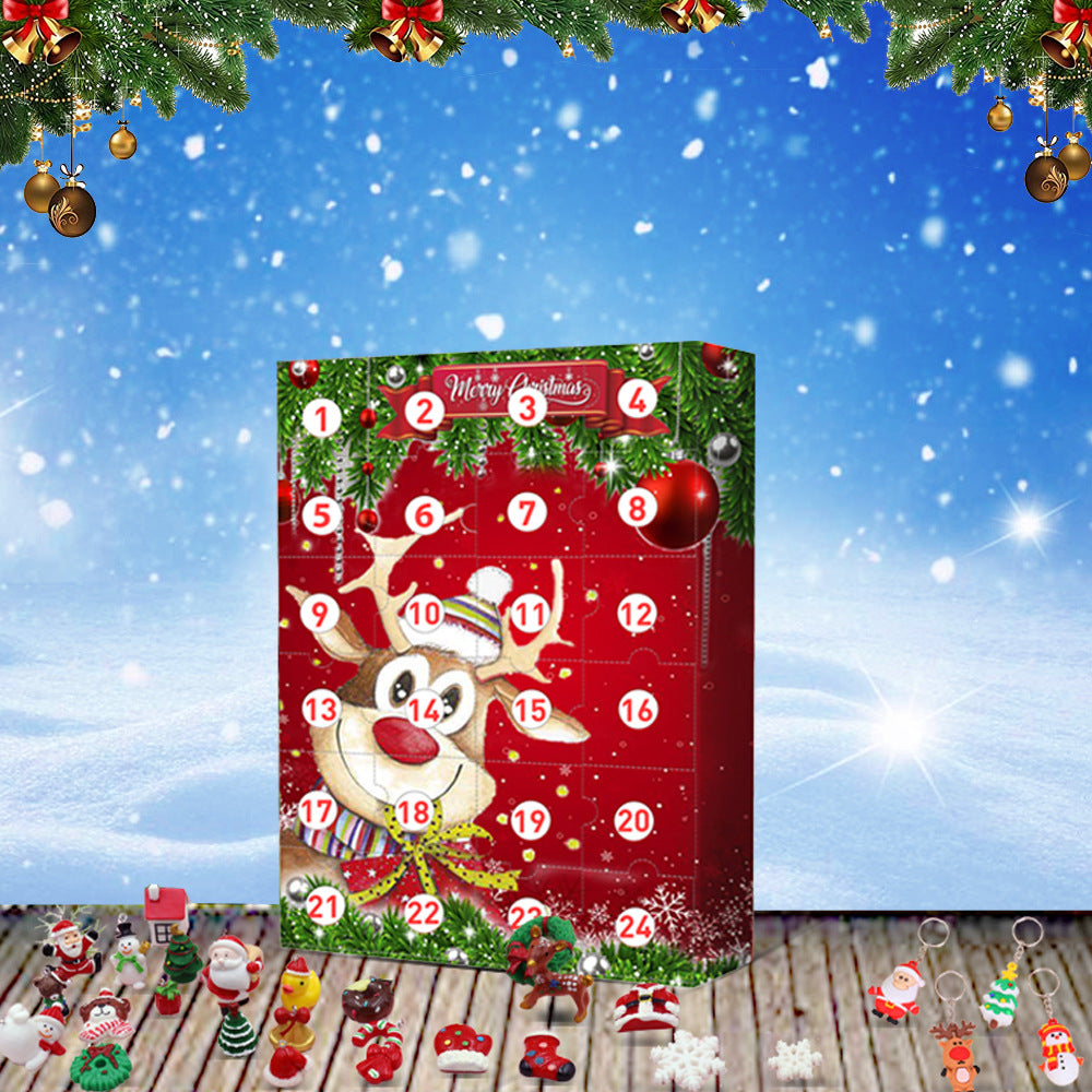 24 Days Christmas Advent Calendar with Resin Keychain Surprises