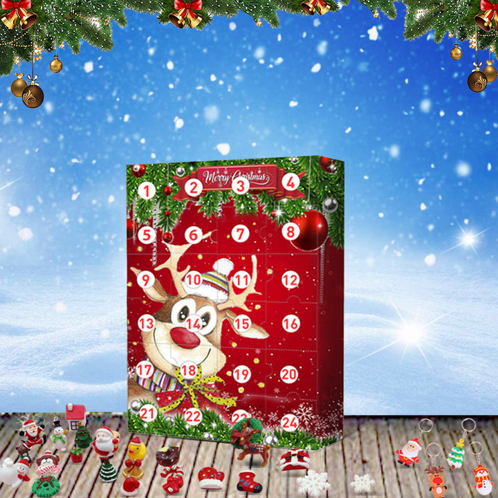 24 Days Christmas Advent Calendar with Resin Keychain Surprises