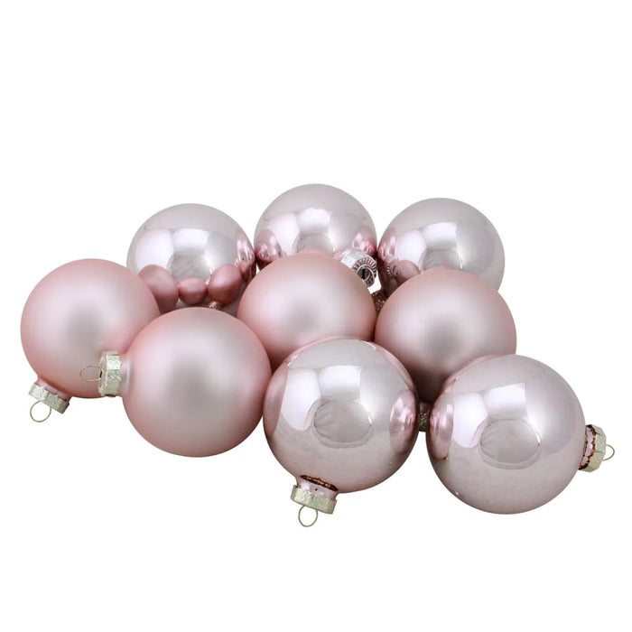 Plushridge Pink Glass Ball Ornaments, Shiny and Matte, Set of 9