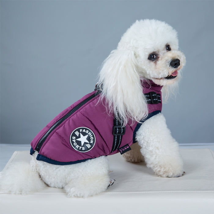 Plushridge Waterproof Padded Dog Coat with Built-In Harness