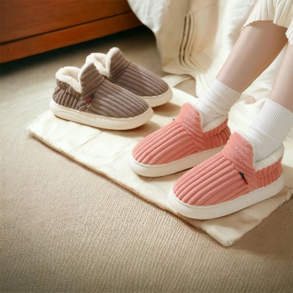 Fluffy Fleece Winter Slippers with Thick, Non-Slip Soles