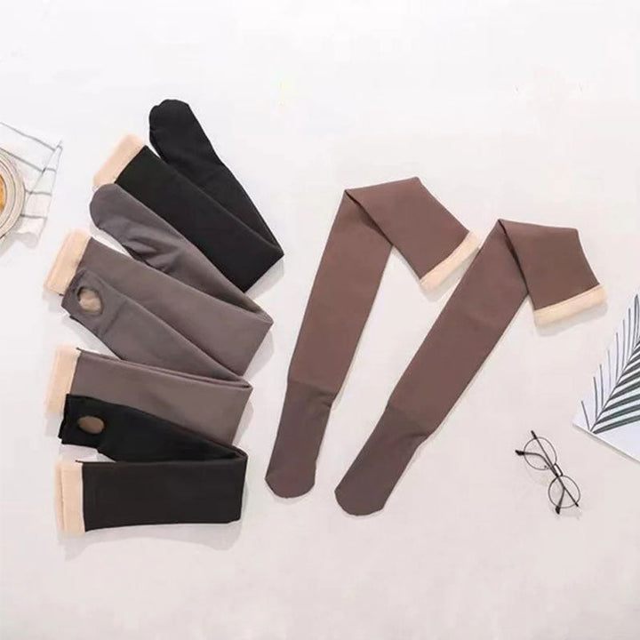 Thick Fleece-Lined Thigh-High Stockings with Stay-Up Fit