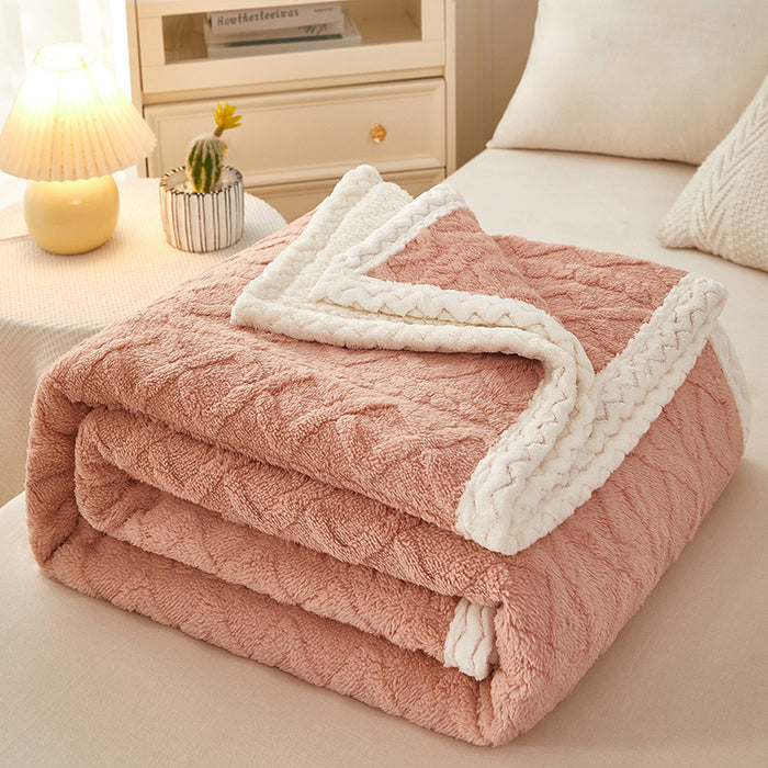 Plushridge Double Layer Coral Fleece Blanket with Sherpa Reverse