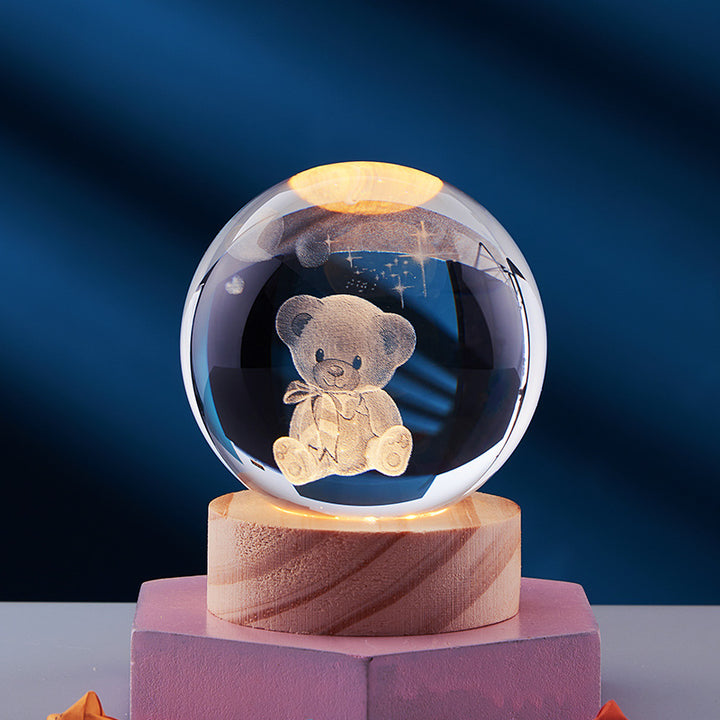 3D Crystal Ball Night Light, Solar System Inner Carving