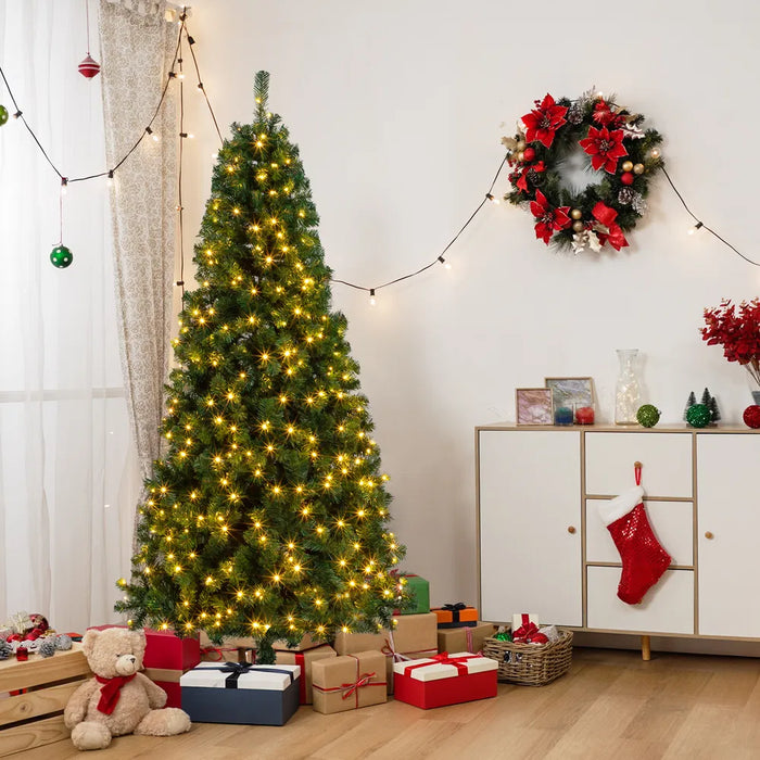 Plushridge 7 ft Christmas Tree with 200 Warm LEDs and Remote