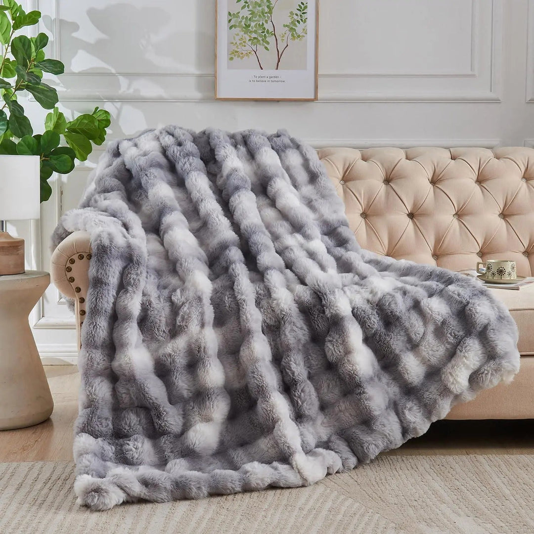 Velmesta Faux Rabbit Fur Throw Blanket