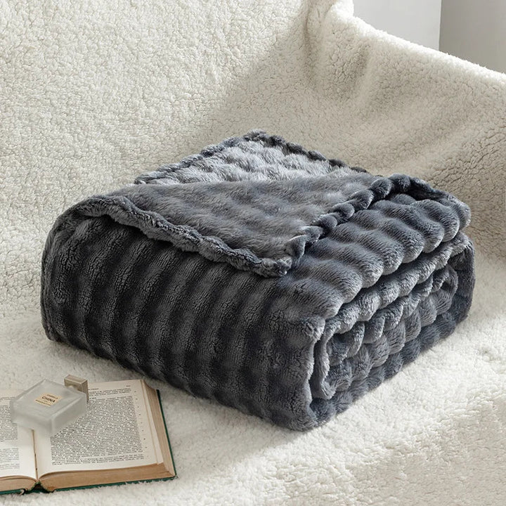 3D Bubble Plush Blanket with Cloud-Soft Raised Texture