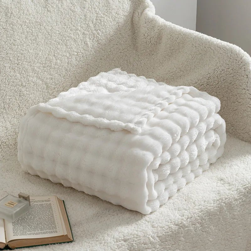 3D Bubble Plush Blanket with Cloud-Soft Raised Texture