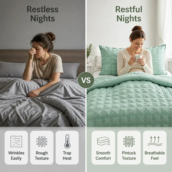 Pintuck Duvet Cover Set with Textured Finish, Wrinkle-Free