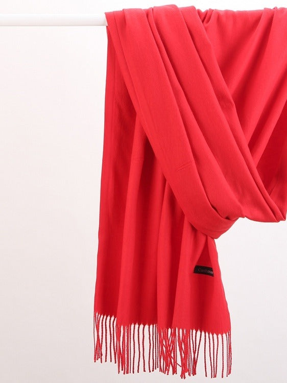 Plushridge Faux Cashmere Fringe Scarf in 18 Solid Colors