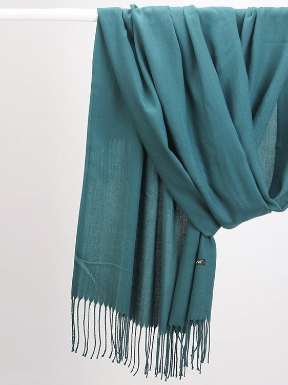 Plushridge Faux Cashmere Fringe Scarf in 18 Solid Colors