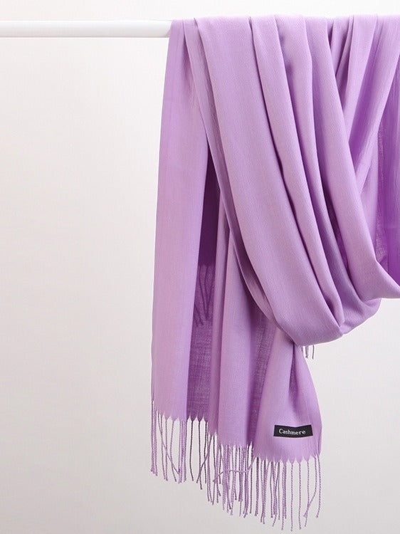 Plushridge Faux Cashmere Fringe Scarf in 18 Solid Colors