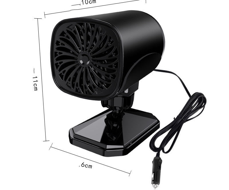 Black car heater fan on a dashboard