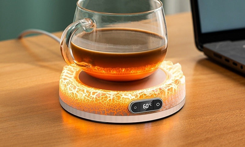 Black volcano mug warmer with colored light