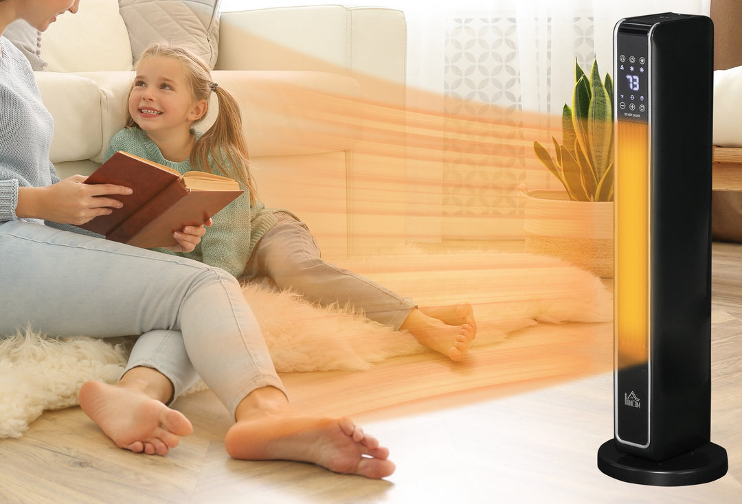 Black oscillating ceramic tower heater