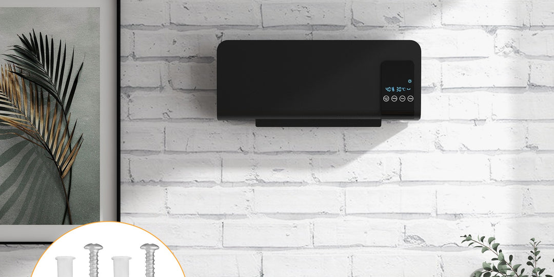 Black ceramic wall heater with remote control