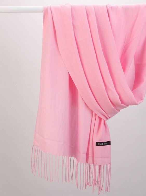 Plushridge Faux Cashmere Fringe Scarf in 18 Solid Colors