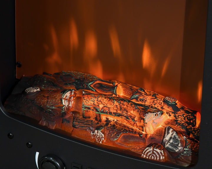 Black electric stove fireplace with LED flame effect
