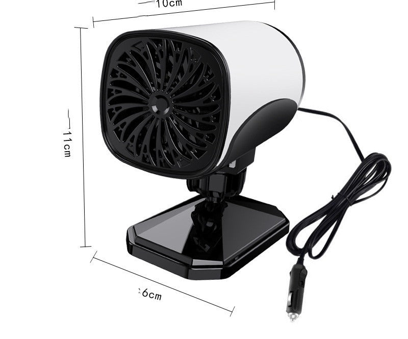 Black car heater fan on a dashboard