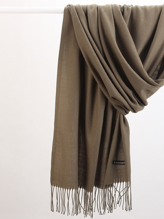 Plushridge Faux Cashmere Fringe Scarf in 18 Solid Colors