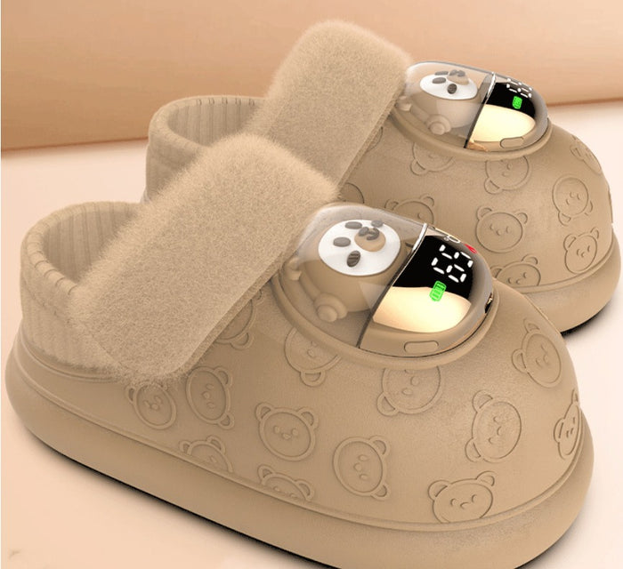 Plushridge Rechargeable Heated Slippers with Digital Display