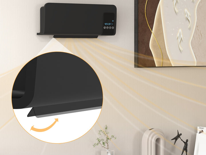 Black ceramic wall heater with remote control