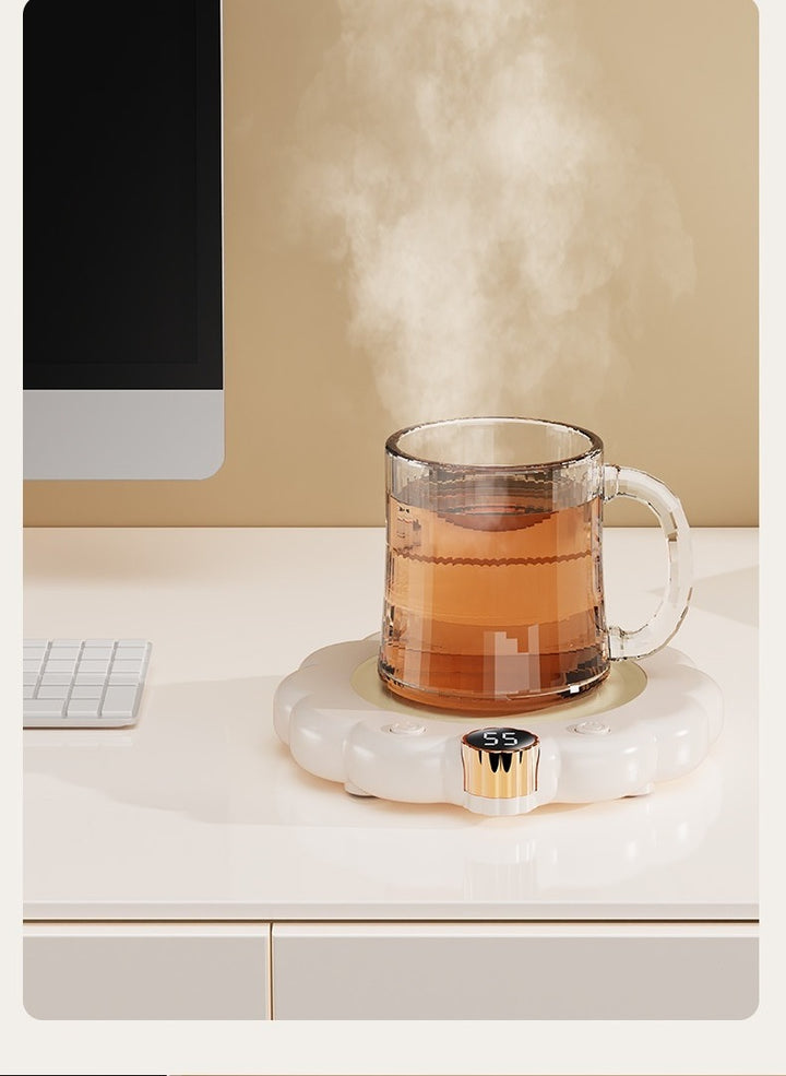 Flower-shaped mug warmer coaster in pink