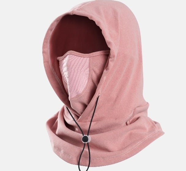 Fleece balaclava hood with mesh panel
