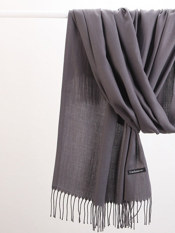 Plushridge Faux Cashmere Fringe Scarf in 18 Solid Colors