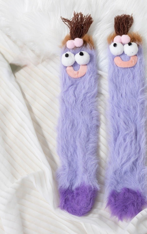Plushridge Funny Monster Fluffy Floor Socks, Mid-Calf