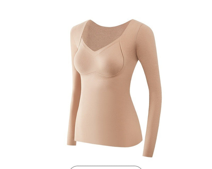 Plushridge Fleece-Lined Thermal Top with Built-In Bra