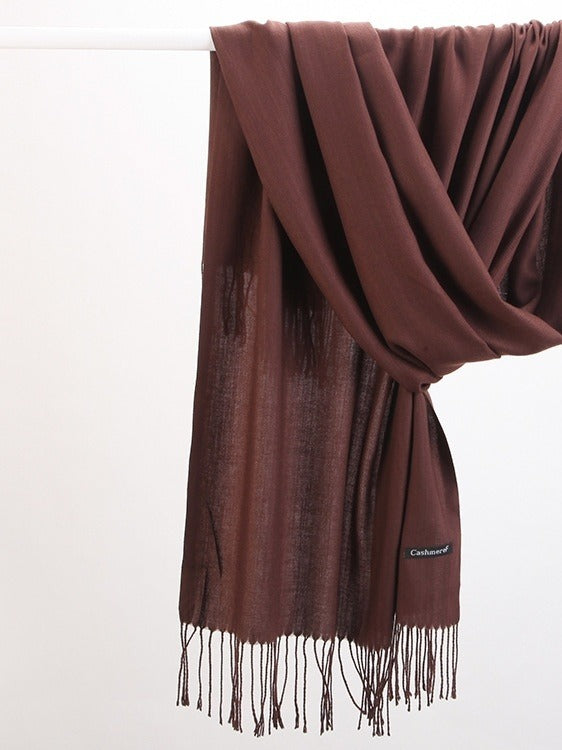 Plushridge Faux Cashmere Fringe Scarf in 18 Solid Colors