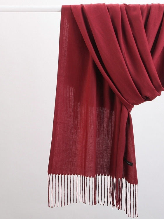 Plushridge Faux Cashmere Fringe Scarf in 18 Solid Colors
