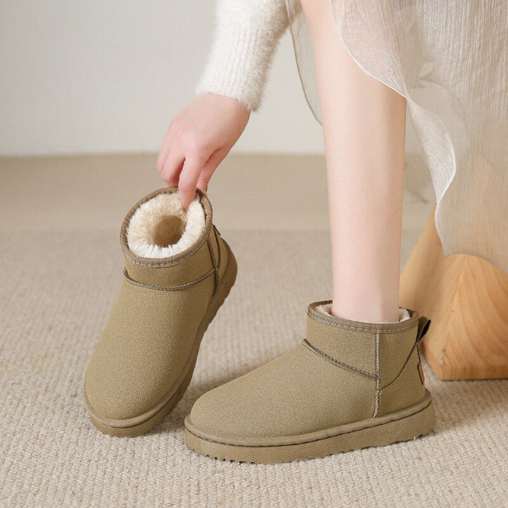 Suede Ankle Boots with Warm Faux Fur Lining