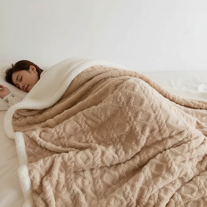 Plushridge™ Double-Sided Lambswool Fleece Blanket for Cold Nights