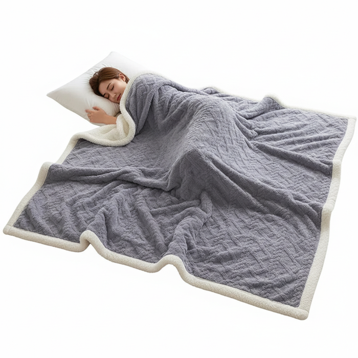 Plushridge™ Double-Sided Lambswool Fleece Blanket for Cold Nights