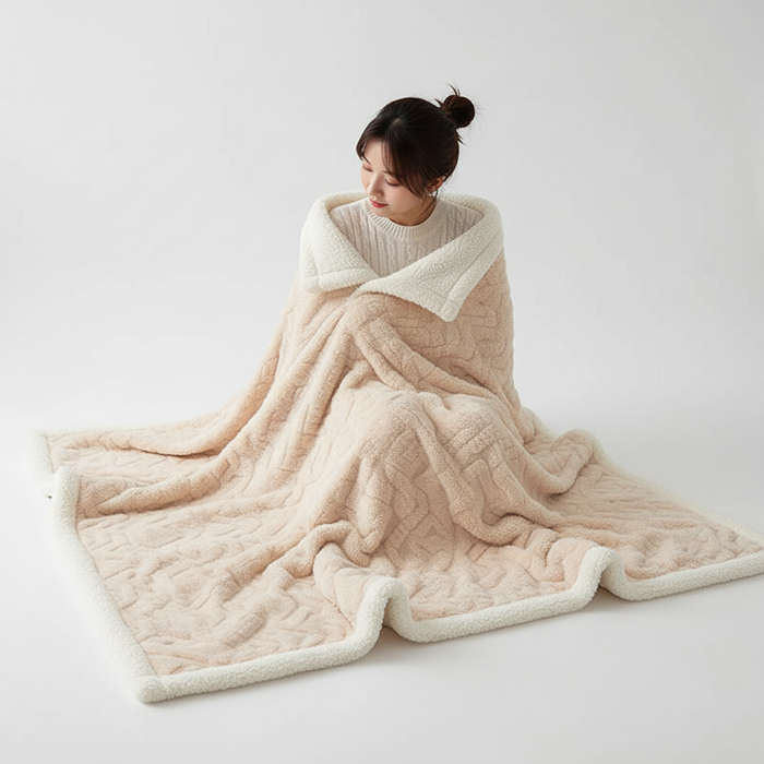 Plushridge™ Double-Sided Lambswool Fleece Blanket for Cold Nights