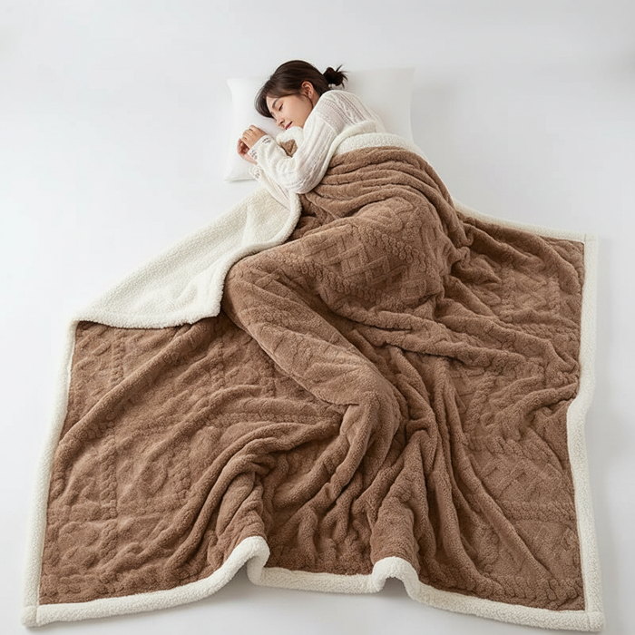 Plushridge™ Double-Sided Lambswool Fleece Blanket for Cold Nights