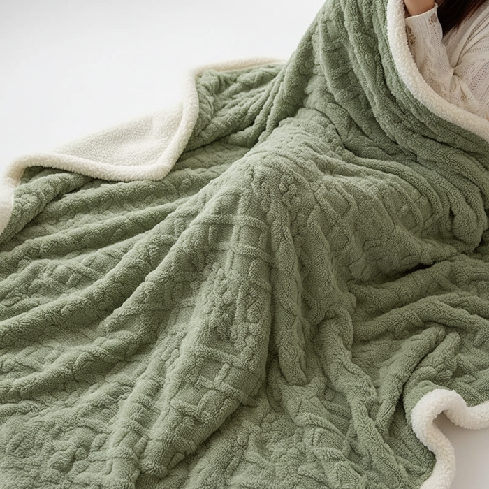 Plushridge™ Double-Sided Lambswool Fleece Blanket for Cold Nights