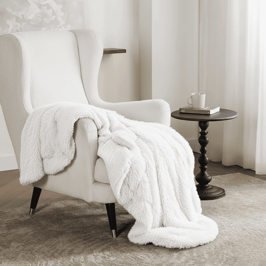 Silky Faux Fur Throw Blanket with Velvety Soft Warmth