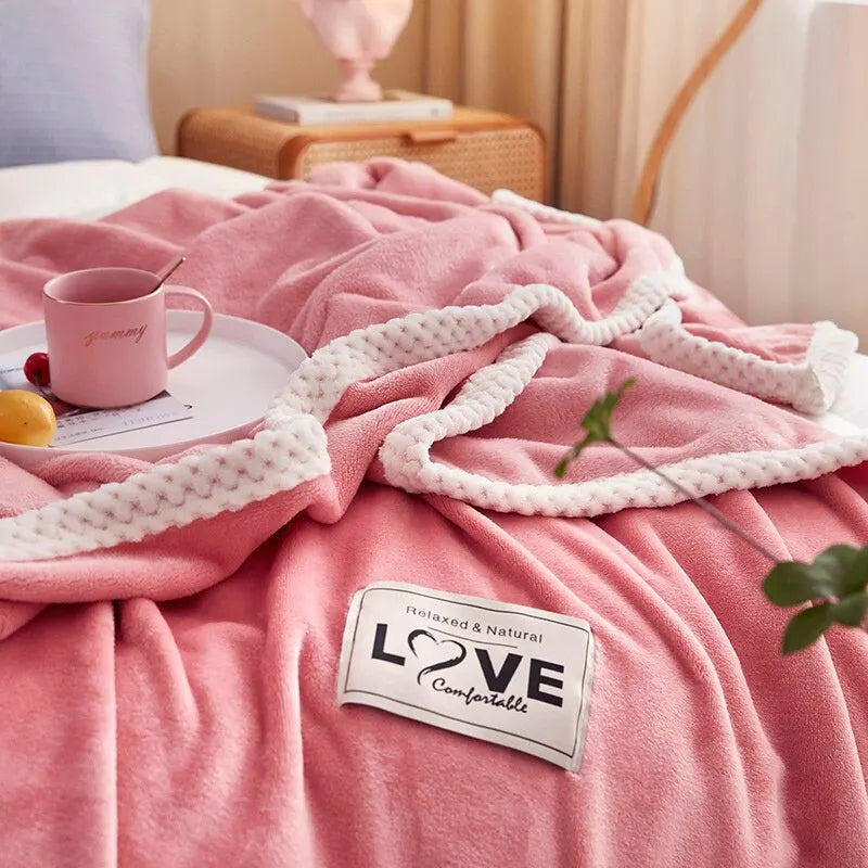 Ultra-Soft Lightweight Flannel Fleece Throw Blanket in Pink