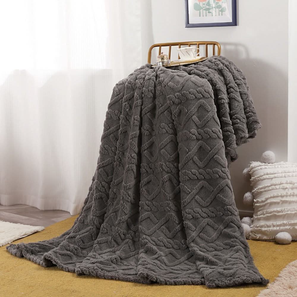 Lightweight 3D Textured Fleece Blanket for Couch, Bed &amp; Travel