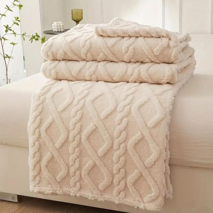 Lightweight 3D Textured Fleece Blanket for Couch, Bed &amp; Travel