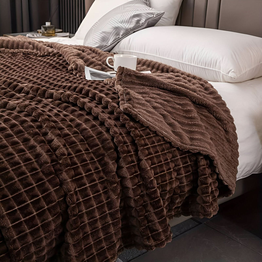 Textured Coral Fleece Blanket, Soft, Warm and Washable