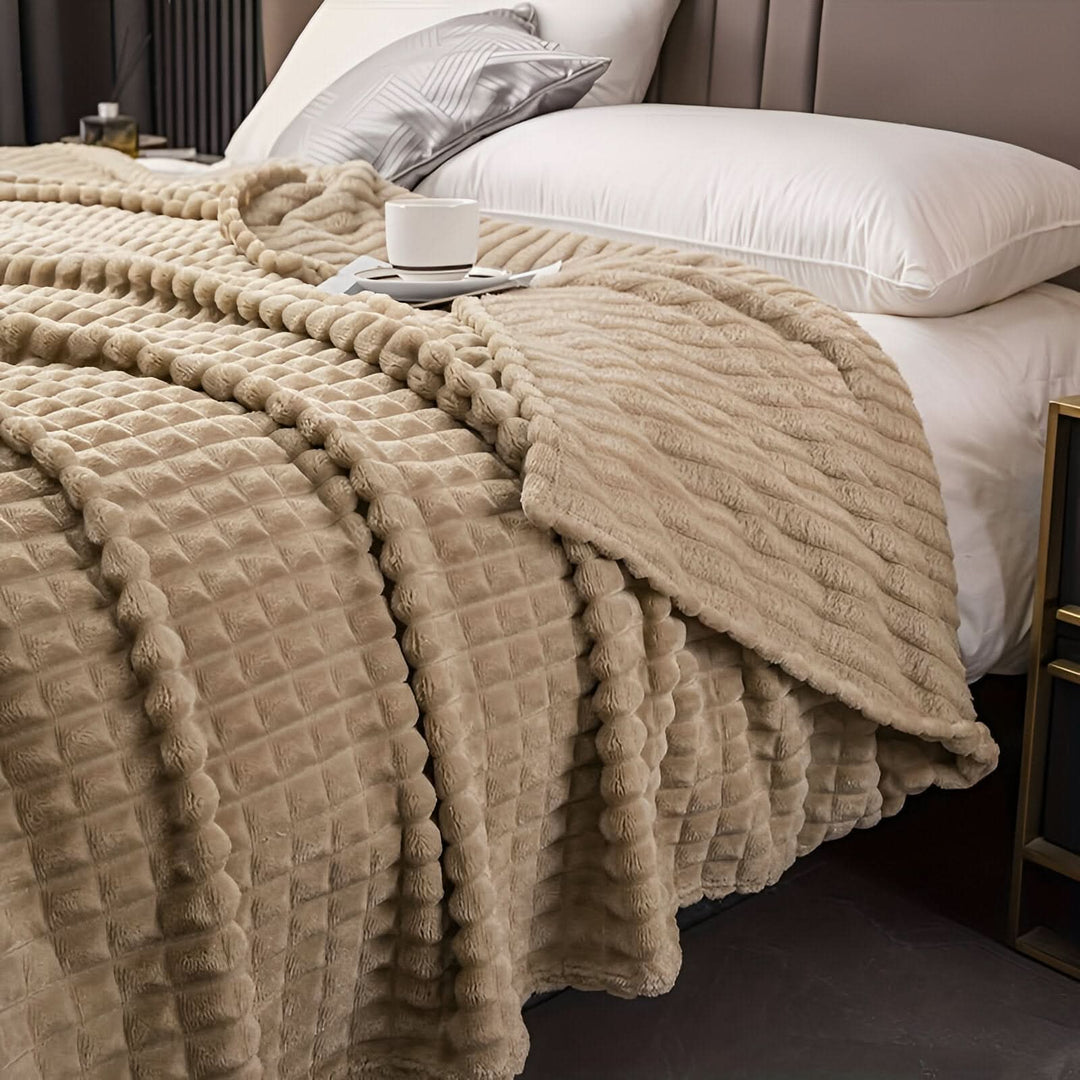 Textured Coral Fleece Blanket, Soft, Warm and Washable