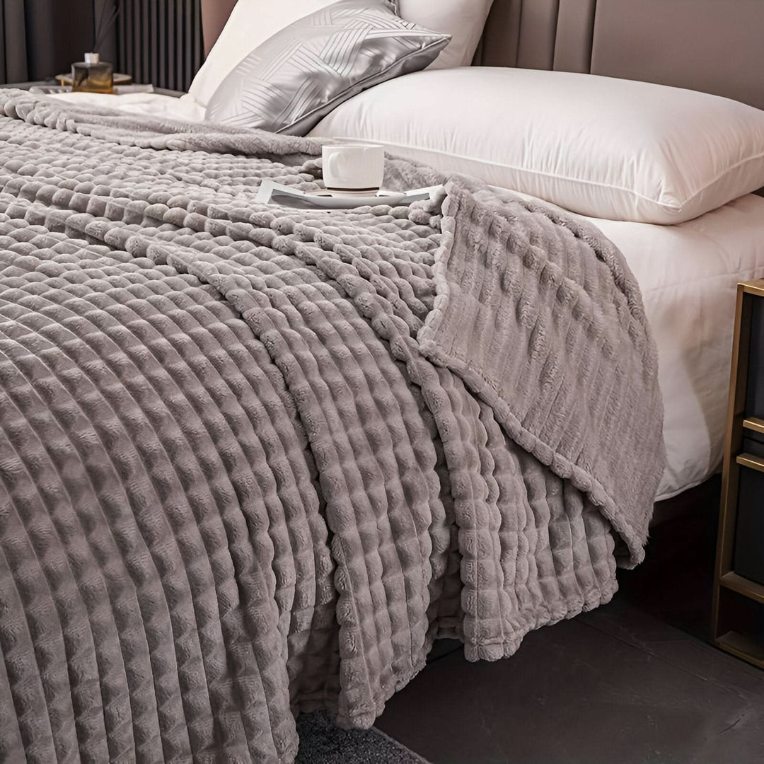 Textured Coral Fleece Blanket, Soft, Warm and Washable